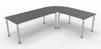 Winkelschreibtisch YE5 260x200 cm Grafit Gestell Silber